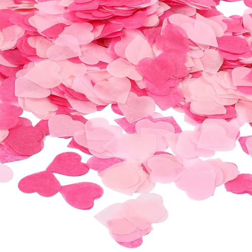 5000 Stück 2,5 cm Valentinstag Papier Konfetti Herz Seidenpapier Konfetti Tisch Streukonfetti Herzen Hochzeit Tischdekorationen Rosa von JIHUOO