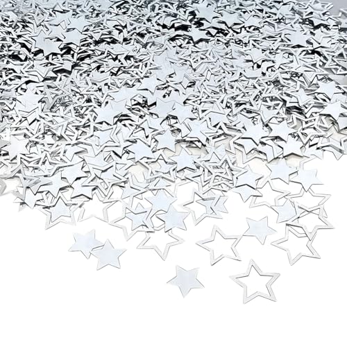 60 Gramm Glitzer Stern Konfetti Pailletten Metallic Folie Konfetti Deko Konfetti zum Basteln Hochzeit Festival Konfetti Party Tischdekoration Konfetti Streusel Silber von JIHUOO