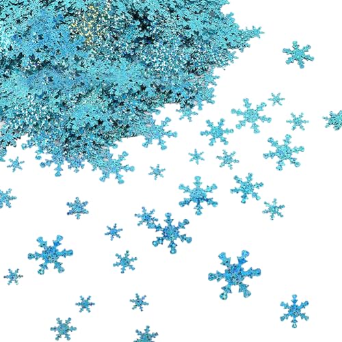 60 g Glitzer-Schneeflocken-Konfetti Schneeflocken Tischkonfetti Weihnachten Tischstreuung Winterparty Tischkonfetti Schneeflocke Konfetti Dekorationen Wunderland Party Supplies Blaue Schneeflocke von JIHUOO