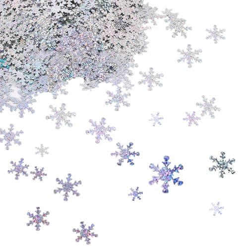 60 g Glitzer-Schneeflocken-Konfetti Schneeflocken Tischkonfetti Weihnachten Tischstreuung Winterparty Tischkonfetti Schneeflocke Konfetti Dekorationen Wunderland Party Supplies Silber Schneeflocke von JIHUOO