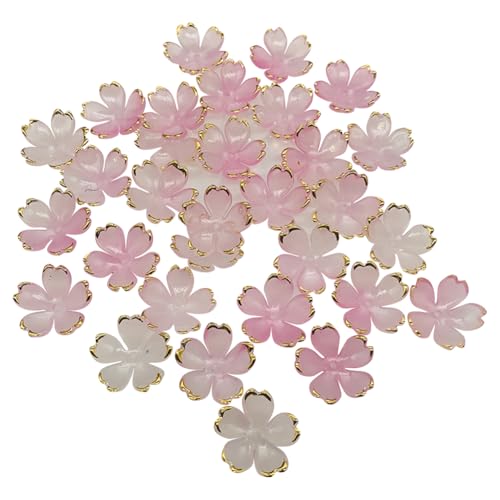 Acryl-Blumen-Perlenkappen, Kirschblütenperlen, zufällige Farbe, bunte Kunststoff-Abstandshalter, Mini-Blumen-Charms, Schmuckherstellung, Rosa, 100 Stück von JIHUOO
