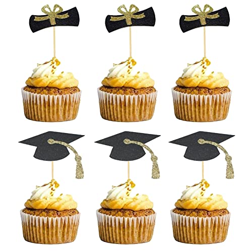 Cupcake-Aufsätze zum Schulabschluss, Diplom, für Vorspeisen, Abschlussfeier, Party, Kuchendekoration, 20 Stück von JIHUOO