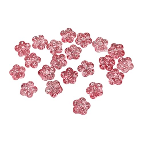 Glasperlen in Blumenform, Kirschblüten, transparent, Hibiskusblüten, Glasperlen, lose Abstandshalter-Perlen für DIY-Schmuckherstellung, Rosa, 50 Stück von JIHUOO