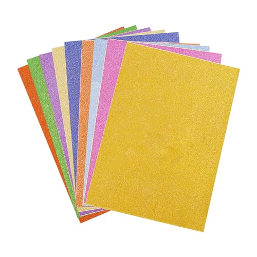 JIHUOO 10 Blatt selbstklebendes Kartonpapier, buntes dekoratives Kartonpapier für Kinder, funkelndes Papier zum Basteln, Kartenherstellung, Karton von JIHUOO