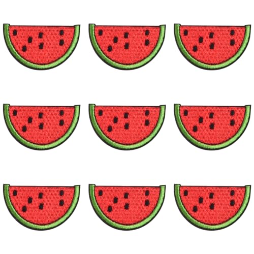 JIHUOO 10 Stück Wassermelone bestickte Flicken Applikationen niedliche Früchte zum Aufbügeln oder Aufnähen dekorativer Flicken für Hemden, Mäntel, Hüte, Rucksäcke von JIHUOO