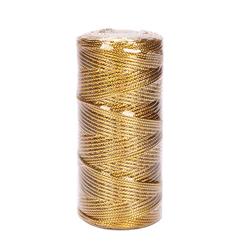 JIHUOO 100 Meter Metallic Schnur Kordel Bakers Twine Schmuck Basteln Faden Bastelschnur Verpackungsschnur für Geschenkpapier Dekoration Handwerk Golden von JIHUOO