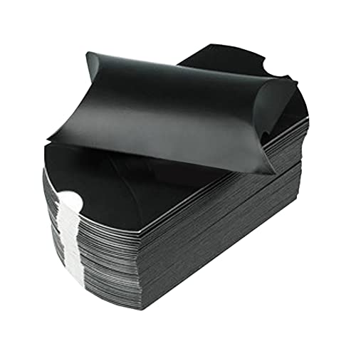 JIHUOO 100 Stück Kissen Schachtel Hochzeits Geschenkboxen DIY Gastgeschenke Süßigkeiten Boxen Schmuck Schachtel für Hochzeiten Schwarz von JIHUOO