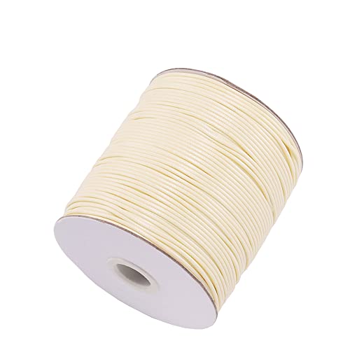 JIHUOO 100 Yards 1mm Wachsband Wachsschnur Gewachste Baumwollschnur Armband Schnur Schmuckfaden für Schmuckherstellung Beige von JIHUOO