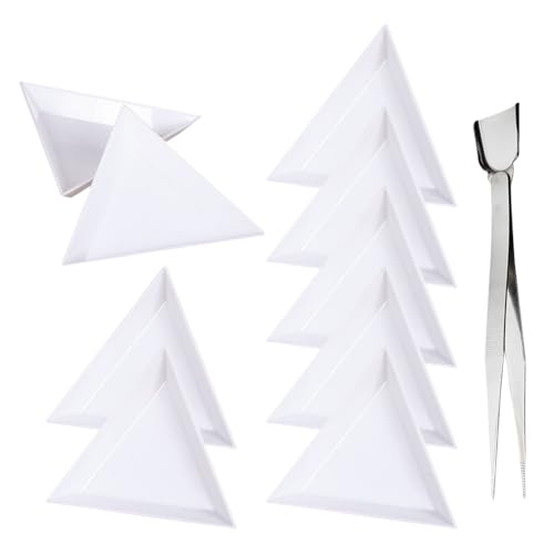 JIHUOO 15 Stück dreieckige Kunststoff-Perlen-Tablett, kleine Strass-Sortiertablett, Basteltablett, Diamantkunst-Tablett, Perlen, Strassstein-Organizer, Tablett, Nagelkunst-Platte mit Pinzette JIHUOO 15 Stück dreieckige Kunststoff-Perlen-Tablett, kleine Strass-Sortiertablett, Basteltablett, Diamantkunst-Tablett, Perlen, Strassstein-Organizer, Tablett, Nagelkunst-Platte mit Pinzette von JIHUOO