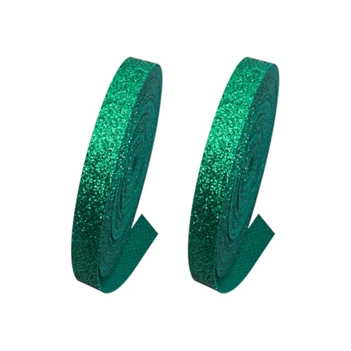 JIHUOO 2 Rollen 1 cm x 9,1 m dünnes Glitzerband Metallband Rollen, funkelndes Nähband, funkelnd, schimmernd, Stoffbänder, funkelnd, Geschenkverpackungsbänder, glänzende Bastelbänder, Rolle, grün von JIHUOO