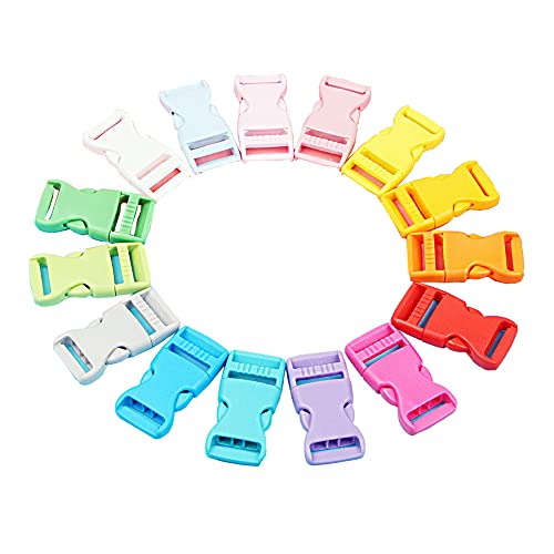 JIHUOO 20 Stück 25mm Kunststoff Schnalle Verstellbare Seitliche Freigabe Schnallen Gurtband Steckschnallen Bunt Klippverschlüsse für Rucksack von JIHUOO