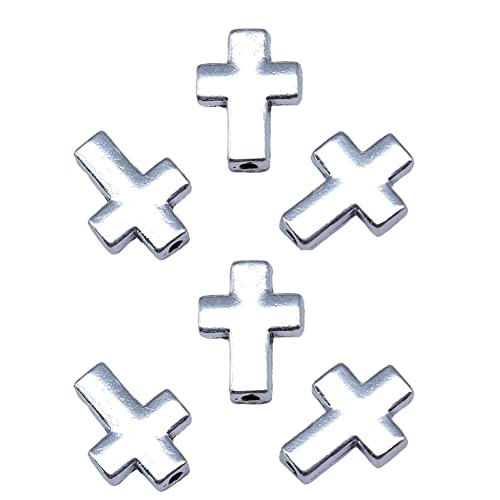 JIHUOO 20 Stück Kreuz Perlen Abstandsperlen Abstandshalter Perlen Metallperlen Kruzifix Perlen Religiöse Perlen Anhänger für Die Schmuckherstellung von JIHUOO