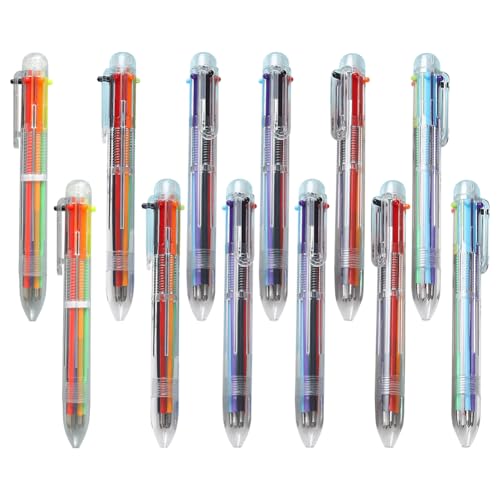 JIHUOO 24 Stück 0,5 mm mehrfarbige einziehbare Kugelschreiber, transparenter Schaft, Farbstifte für Notizen, Tagebuch, Kugelschreiber für Büro, Schule von JIHUOO