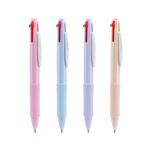 JIHUOO 4 Stück 0,5 mm 4 Farben einziehbare Kugelschreiber, vier farbige Stifte in einem, mehrfarbige Kugelschreiber, verschiedene Farben, Stillstifte, Schulbedarf von JIHUOO