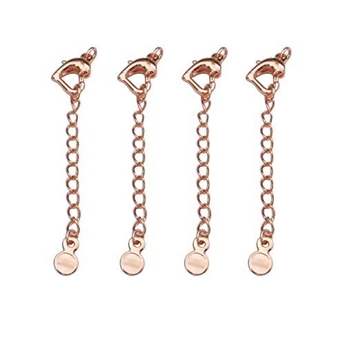 JIHUOO 4 Stück Metall Verlängerungskette Kettenverlängerung Verlängerung Kette mit Karabinerverschluss für DIY Schmuckherstellung Rose Golden von JIHUOO