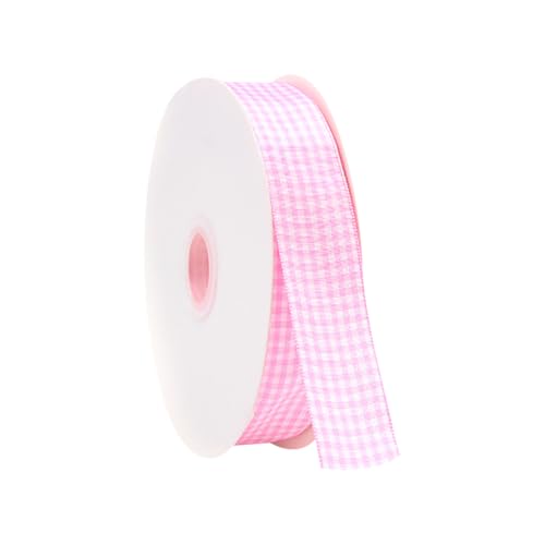 JIHUOO 45,7 m gewebter Rand Gingham-Band Büffelkariertes Band für Blumenstrauß, Kartenherstellung, Hochzeitseinladungsband, Kuchendekorationsband, Rosa von JIHUOO