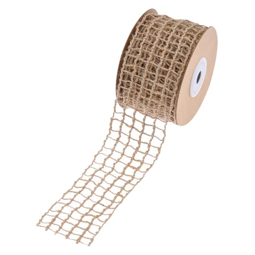 JIHUOO 5 cm x 9,1 m Jute-Netzband, rustikales Juteband, Kränze, Schleifen, Bastelband für Weihnachtsbaum, Blumenstrauß, Hochzeit, Bastelband für Dekoration von JIHUOO