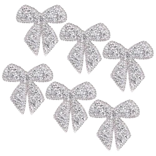 JIHUOO 6 Stück Strass-Schleife zum Aufbügeln, glitzernde Kristallschleife, Applikationen, Glitzer, Reparaturflicken für Kleidung, Kleidung, Verzierungen, Aufnäher für Schuhe, Taschen, Hüte von JIHUOO