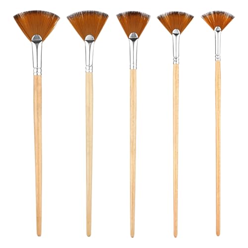 JIHUOO Fächerpinsel mit Holzgriff, Nylon, Haarmalpinsel, Acryl, Ölfarbe, Pinsel-Set, Aquarell, Gouache, Malpinsel, Leinwand, Gesichtsbemalungspinsel, 5 Stück JIHUOO Fächerpinsel mit Holzgriff, Nylon, Haarmalpinsel, Acryl, Ölfarbe, Pinsel-Set, Aquarell, Gouache, Malpinsel, Leinwand, Gesichtsbemalungspinsel, 5 Stück von JIHUOO