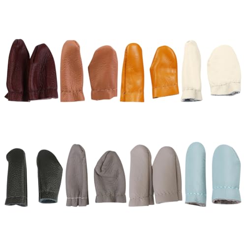 JIHUOO Fingerschutz aus PU-Leder, Nadelfilz, Handstickerei, Fingerschutz, Stricken, Häkeln, Fingerspitzenschutz, Handnähen, Fingerhüte, Pads, Handarbeitszubehör, 8 Paar von JIHUOO