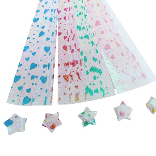 JIHUOO Glitzer-Origami-Stern-Papier, bunte Sterne, Faltpapierstreifen, Glücksstern-Papierstreifen, Papierstreifen, Bastelbedarf, 500 Blatt von JIHUOO