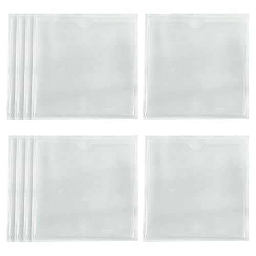 JIHUOO Quadratische Ausweishalter, selbstklebend, 10 x 10 cm, transparente Etikettenhalter für Aufbewahrungskörbe, Etiketten, Organisationstaschen von JIHUOO