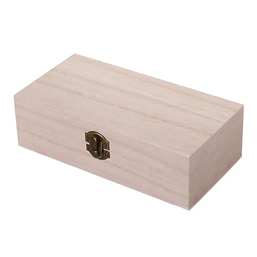 JIHUOO Unlackierte Holzkiste, unlackierte Holz-Geschenk-Box, Schmuck-Aufbewahrungsboxen aus Holz mit Scharnierdeckel zum Basteln von JIHUOO