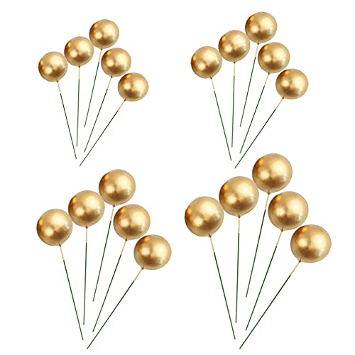 Mini-Ball-Kuchenaufsatz, 40 Stück, Cupcake-Topper, Schaumstoff-Kugel-Kuchenspieße, Basteln, Backgeschirr, Dekorationswerkzeuge für Geburtstag, Hochzeit, Abschlussfeier, goldfarben von JIHUOO