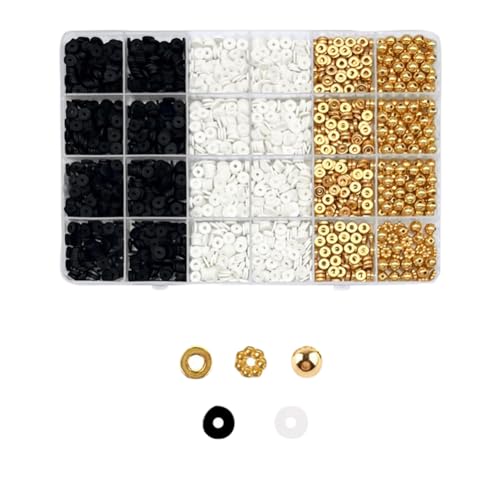 Modelliermasse-Perlen, rund, flache Scheiben, mit 530 kleinen goldenen Abstandshalter, Freundschaftsarmbänder, mit Aufbewahrungsbox, 2000 Stück von JIHUOO
