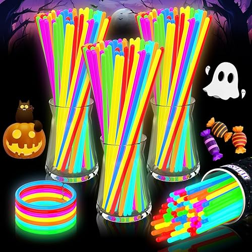 JIJI&CUI 2025 Super Bright 300 Knicklichter Party Set, 7 Farben Kinder Armband Light Up Party Pack Spielzeug, Neon Halloween Dekoration, Urlaub Hochzeit Party Dekoration von JIJI&CUI