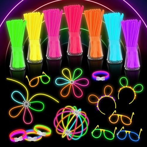 JIJI&CUI Super Bright Knicklichter, 378 Leuchtstäbe Knicklichter Set, Neon Leuchtstäbe Party Pack, Leuchtspielzeug für Kinder Leuchtarmbänder, Neon-leuchtendes dunkle Party von JIJI&CUI