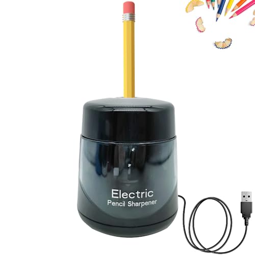 JIJICZ Elektrischer Anspitzer,6-12mm Spitzer Elektrisch Bleistiftspitzer mit Behälter, USB und Batteriebetrieb Elektrische Bleistift-Schärfgerät für Kinder von JIJICZ