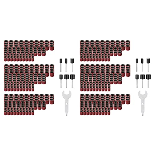 JILLIAN Trommelschleifer-Set, 614-teilig, 300 Hülsen (80/120/240), Trommelbohrfutter, 6-teilig, für Drehwerkzeug (2,35 mm/3,17 mm), 1 Ringschlüssel von JILLIAN