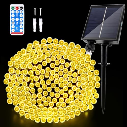 JIMACRO Solar Lichterkette Außen, 22M 200LED mit Fernbedienung, Verbessertes Solarpanel, Wasserdicht für Draußen, Party, Hochzeit, Weihnachtsdekoration von JIMACRO