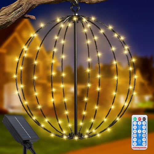 JIMACRO Solar Lichterketten Aussen, 30cm Groß Garten Hängend Metall Hängend Solarleuchten 120 LEDs Solarlichterkette Außen, Wasserdichte Solar Laternen Weihnachtsdeko Lichterkette von JIMACRO