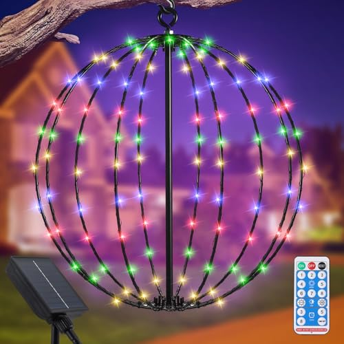 JIMACRO Solar Lichterketten Aussen, 30cm Groß Garten Hängend Metall Hängend Solarleuchten 120 LEDs Solarlichterkette Außen, Wasserdichte Solar Laternen Weihnachtsdeko Lichterkette von JIMACRO