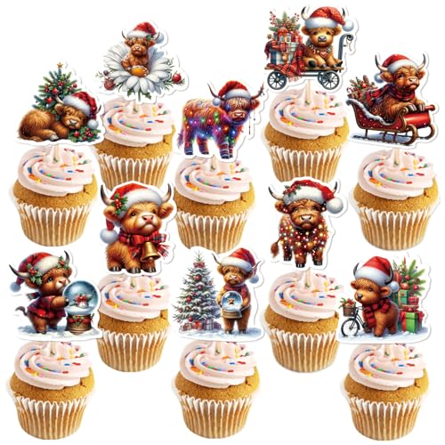 10 Stück Weihnachtskuchenaufsätze, Dekoration, Weihnachtsmann-Motiv, Waden-Motiv, Cupcake-Topper, Weihnachtskuchendekoration für Weihnachtsfeier von JIMCOM