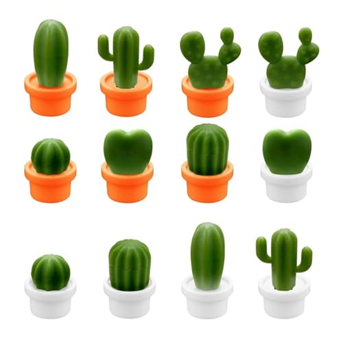 Kühlschrankmagnete mit niedlichem Kaktus, dekorativer Kühlschrankmagnet, trocken abwischbar, perfekte Kühlschrankmagnete, 12 Stück von JIMINISO