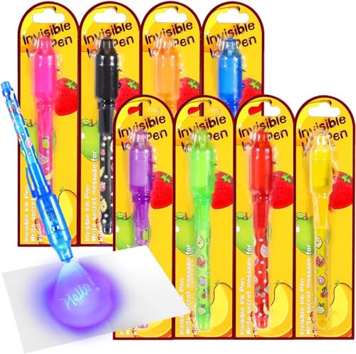 JIMMIDDA Mitgebsel Kindergeburtstag Spielzeug, 8PCS Spy Pens Verschwindende Tinte Stift Magic Marker für Kinder Party Favors, Geburtstag Party Supplies (8PCS) von JIMMIDDA
