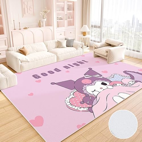 JINBAOZG Anti Slip 3D gedruckt Cartoon Kuromi Kinderteppich, Schlafzimmer und Wohnzimmer Dekoration, Bereich Teppich Anti Rutsch Bodenmatte,100 * 160cm von JINBAOZG