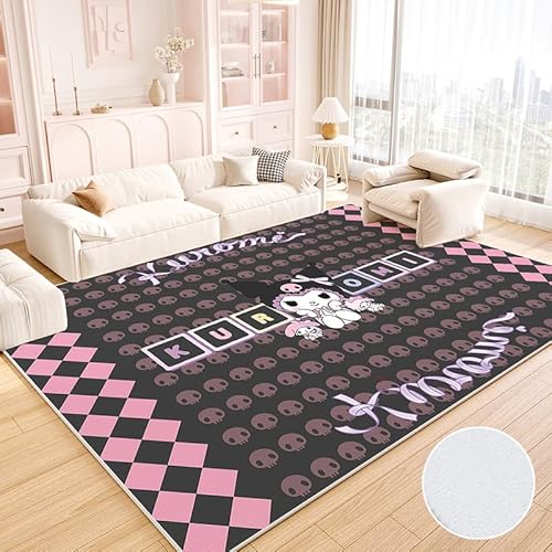 JINBAOZG Anti Slip 3D gedruckt Cartoon Kuromi Kinderteppich, Schlafzimmer und Wohnzimmer Dekoration, Bereich Teppich Anti Rutsch Bodenmatte,100 * 160cm von JINBAOZG