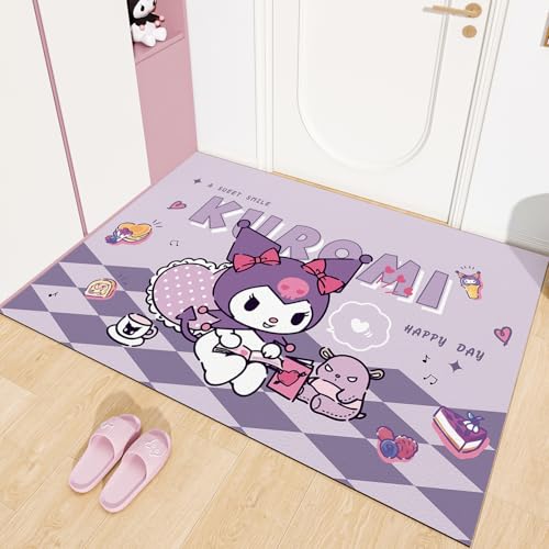 JINBAOZG Anti Slip 3D gedruckt Cartoon Kuromi Kinderteppich, Schlafzimmer und Wohnzimmer Dekoration, Bereich Teppich Anti Rutsch Bodenmatte,100 * 160cm von JINBAOZG