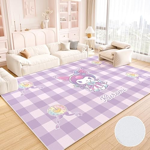 JINBAOZG Anti Slip 3D gedruckt Cartoon Kuromi Kinderteppich, Schlafzimmer und Wohnzimmer Dekoration, Bereich Teppich Anti Rutsch Bodenmatte,100 * 160cm von JINBAOZG