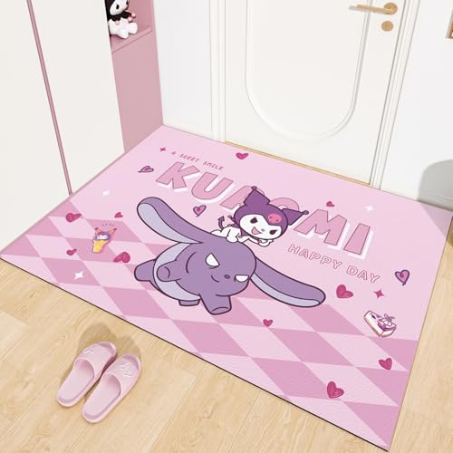 JINBAOZG Anti Slip 3D gedruckt Cartoon Kuromi Kinderteppich, Schlafzimmer und Wohnzimmer Dekoration, Bereich Teppich Anti Rutsch Bodenmatte,100 * 160cm von JINBAOZG