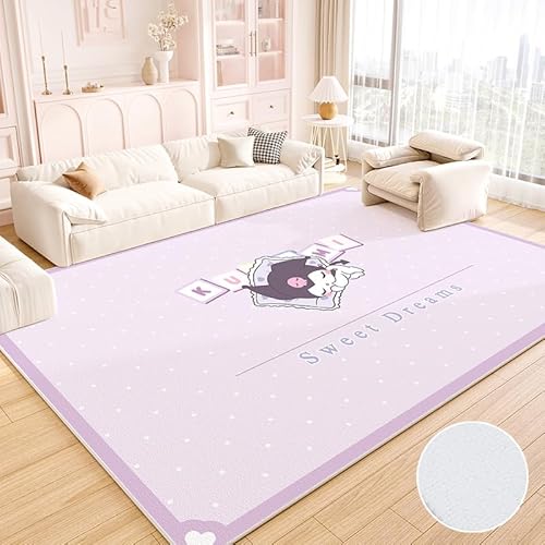 JINBAOZG Anti Slip 3D gedruckt Cartoon Kuromi Kinderteppich, Schlafzimmer und Wohnzimmer Dekoration, Bereich Teppich Anti Rutsch Bodenmatte,100 * 160cm von JINBAOZG