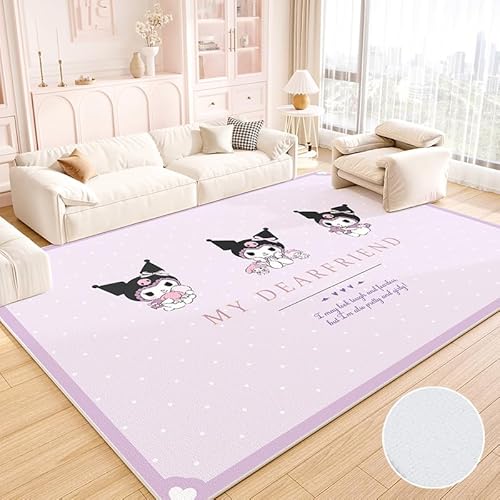 JINBAOZG Anti Slip 3D gedruckt Cartoon Kuromi Kinderteppich, Schlafzimmer und Wohnzimmer Dekoration, Bereich Teppich Anti Rutsch Bodenmatte,100 * 160cm von JINBAOZG