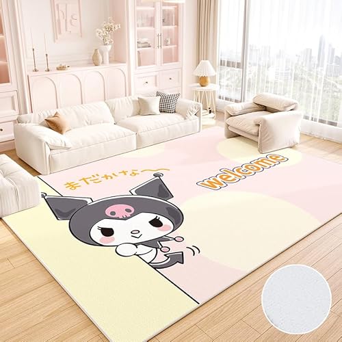 JINBAOZG Anti Slip 3D gedruckt Cartoon Kuromi Kinderteppich, Schlafzimmer und Wohnzimmer Dekoration, Bereich Teppich Anti Rutsch Bodenmatte,100 * 160cm von JINBAOZG