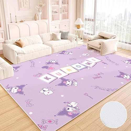 JINBAOZG Anti Slip 3D gedruckt Cartoon Kuromi Kinderteppich, Schlafzimmer und Wohnzimmer Dekoration, Bereich Teppich Anti Rutsch Bodenmatte,120 * 160cm von JINBAOZG