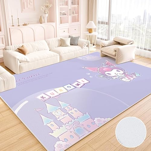 JINBAOZG Anti Slip 3D gedruckt Cartoon Kuromi Kinderteppich, Schlafzimmer und Wohnzimmer Dekoration, Bereich Teppich Anti Rutsch Bodenmatte,120 * 160cm von JINBAOZG