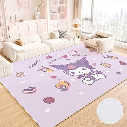 JINBAOZG Anti Slip 3D gedruckt Cartoon Kuromi Kinderteppich, Schlafzimmer und Wohnzimmer Dekoration, Bereich Teppich Anti Rutsch Bodenmatte,120 * 160cm von JINBAOZG